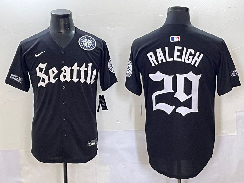 Men 2025 Seattle Mariners #29 Raleigh Black Five generations Joint Name Nike MLB Jersey style 62347->mlb hats->Sports Caps